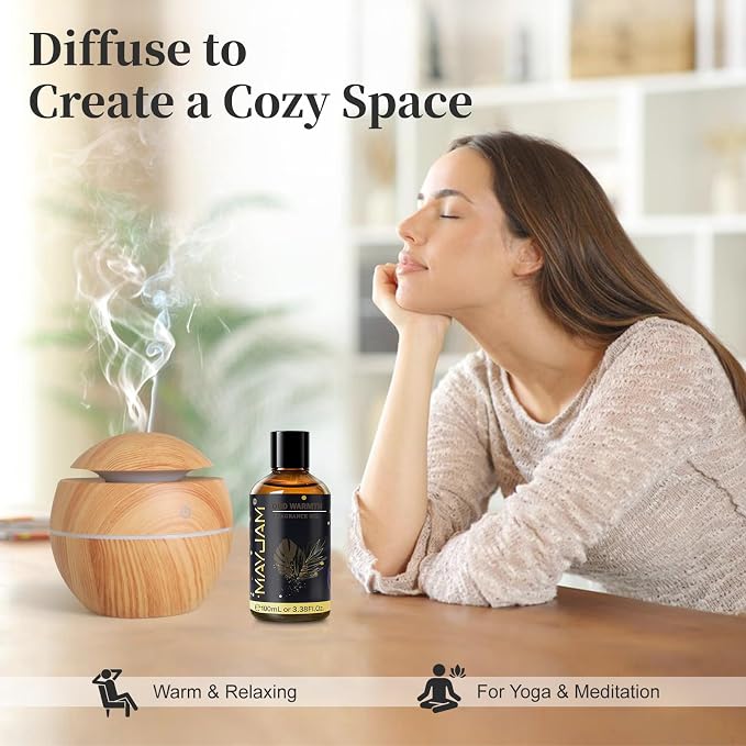 Oud Warmth Fragrance Oil Essential Oil, MAYJAM 3.38FL.OZ Oud Warmth Oil for Diffusers for Home, Long Lasting Scented Oils for Soap Candle Making - 100ML