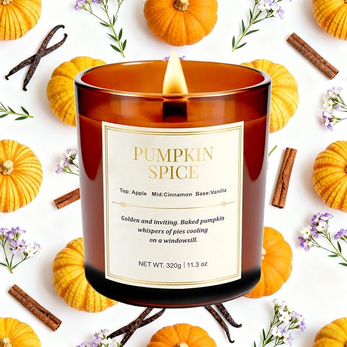 Scented Candles for Home,2 Pack Wood Wick Pumpkin Spice Scented Candles,22.6 oz Natural Soy Wax Candles with Gift Box,Long Lasting Candles for Home Decor,Gifts for Women