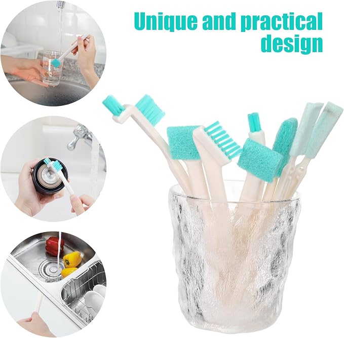 8pcs Humidifier Cleaning Brushes Tools, Crevice Tiny Brush for Household Detail Scrub Cleaner Brush Small Bottle Straw Spout Mini Cleaning Brushes for Tight Spaces Keyboard Window Track Kitchen Corner