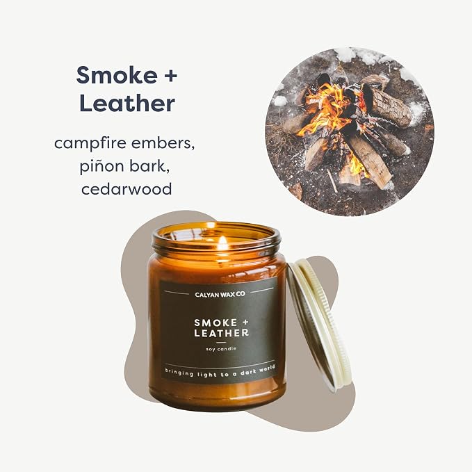 Calyan Wax Co. Masculine Scented Candle Gift Set - 3 Scented Candles - 57 Hour Burn - Luxury Clean Soy Wax Candles - Long Lasting Amber Glass Jar Candle for Home - 7.2oz