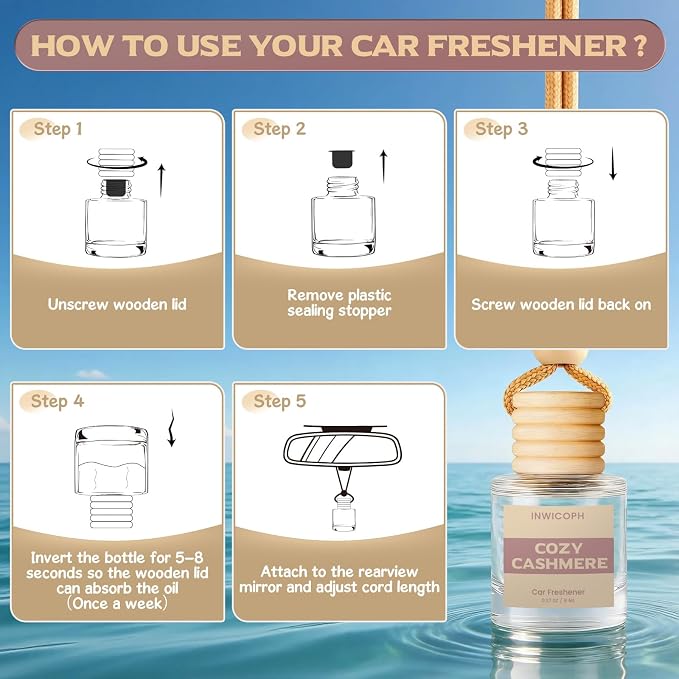 Car Air Freshener Diffuser Hanging, Cozy Cashmere Fragrance Oil
