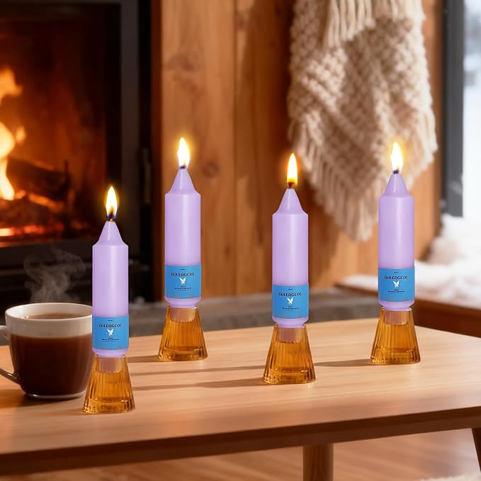Smokeless Candlesticks Short Taper Candle,Unscented 5 Inches Purple Candle Sticks Dripless Tapered Candles for Home Décor Weddings Seasons Gifts