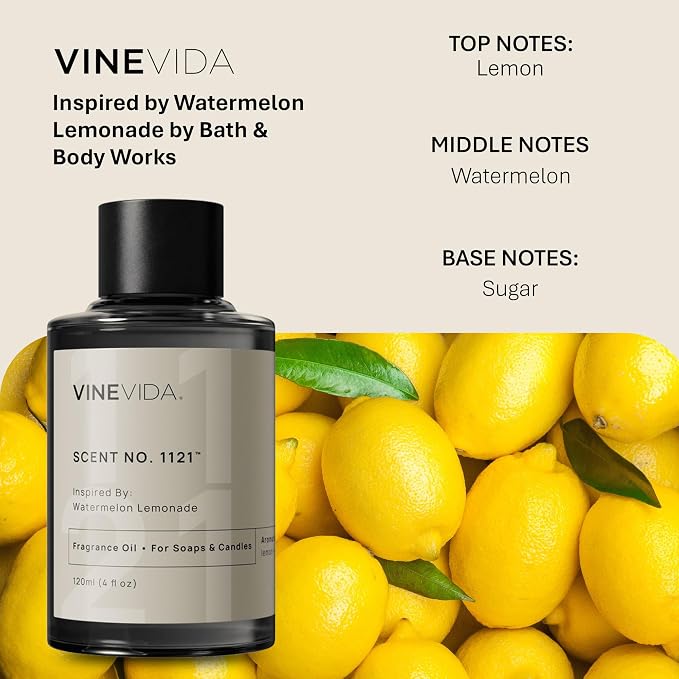 VINEVIDA [4oz] Watermelon Lemonade Fragrance Oil for Candle Making - Scents for Soap Making - Natural Candle Oil Made in USA