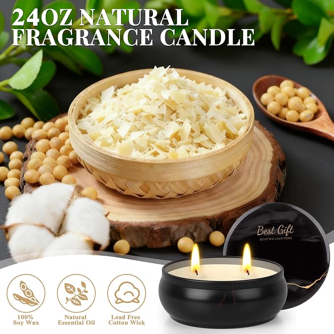 Mens Scented Candle Gift Set 4 Pack Men Candles for Home Scented, 24oz Soy Candle 240 Hour Mens Scented Candle Gift Set for Dad, Boyfriend, Husband Birthday, Valentine, Christmas, Anniversary Present