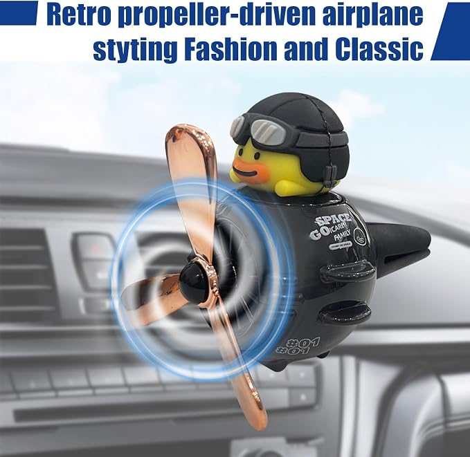 Pilot Duckling Car Dashboard Air Vent Trim Clip, Cute Cartoon Car Rotating Propeller Air Outlet Decoration, Cool Automotive Interior Perfume Diffuser Ornament Accessories (Duck)