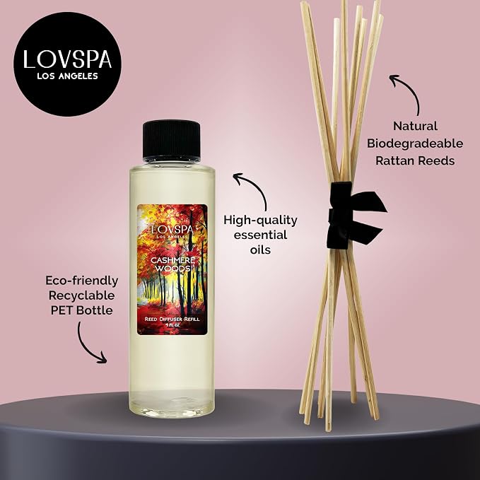 Cashmere Woods Diffuser Oil - Fall Essential Oils for Diffuser Refill & Air Freshener Room Spray - Long-Lasting & Natural Home Fragrance, Scented Oil for Diffusers, USA Made, 4oz