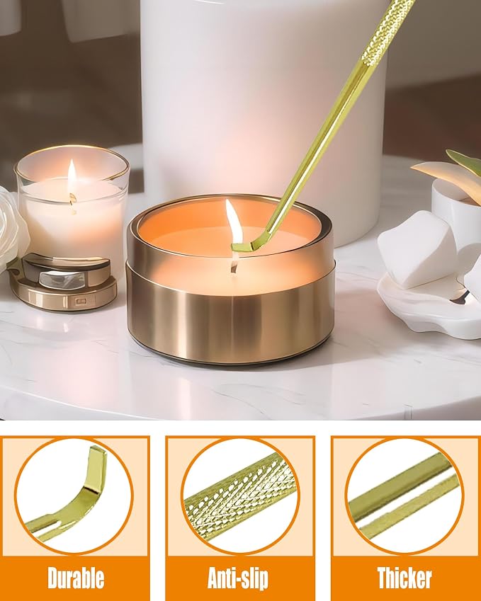 YOUTUOY 4 in1 Candle Accessory Set with Rechargeable Candle Lighter, Candle Wick Trimmer, Candle Wick Snuffer, Candle Wick Dipper, Candle Care Kit (Gold)