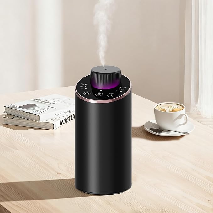 Waterless Essential Oil Diffuser Aromatherapy Scent Diffusers for Home Large Room, Bedroom, Car, Office, Desk, Battery Operated Mini Portable Air Freshener, 3 Countdown Timers & 3 Mist Levels