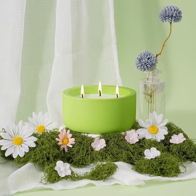 Viyffo Large Citronella & Lemon Candle Outdoor, 3 Wick 20oz Scented Candle Indoor, Non Toxic Soy, Green Ceramic Jar for Patio, Deck, Garden, Backyard & Camping, Home Fragrance, Décor & Gift