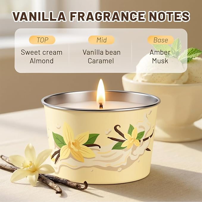 Vanilla Candle 3 Pack, 2.2oz Vanilla Scented Candles for Home Relaxation, Natural Soy Wax with Essential Oils, Birthday Valentine Housewarming Gifts Candle for Women Men