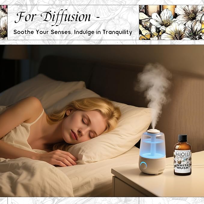 HIQILI White Musk Fragrance Oil, Musk Perfume for Women - 1 Fl Oz | Candle Scents for Candle Making, Soap Making Supplies, for Diffuser Use