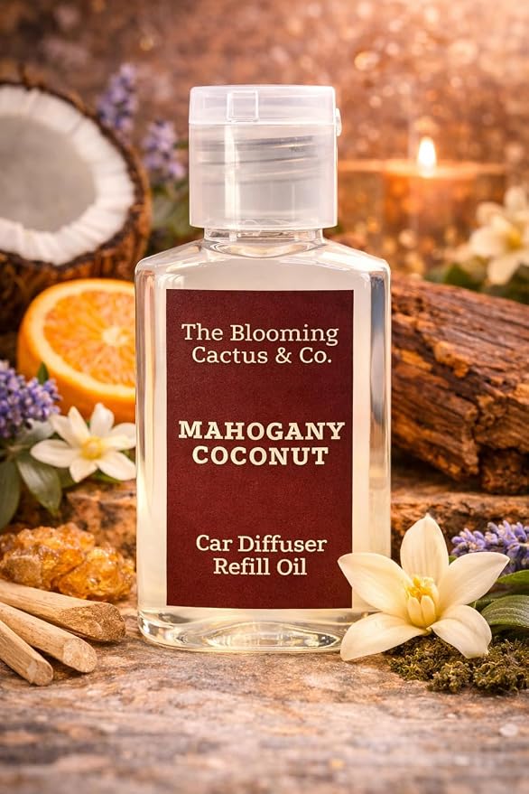 Car Diffuser Oil Refill 1 oz – Essential Oil Car Air Freshener Refill for Hanging Car Diffuser, Long Lasting Fragrance Oil, Phthalate Free, Multiple Scents. |Mahogany Coconut