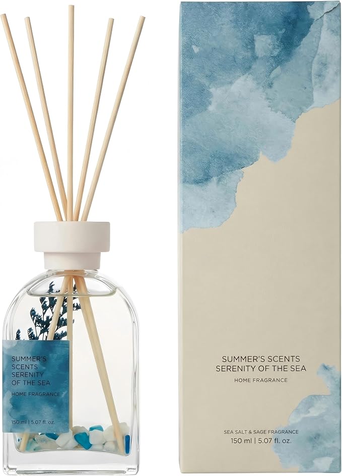 Sea Salt & Sage Reed Diffuser Set, Home Fragrance with Natural Reed Sticks, 5.07 oz, ktyixu, Long-Lasting Aromatherapy Air Freshener for Bathroom, Living Room, Office, Home Decor & Gifting