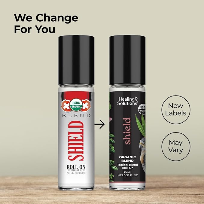 Healing Solutions (2 Pack) Health Shield Essential Oil Roll-On for Skin and Body - Aromatherapy Roller - USDA Organic Certified
