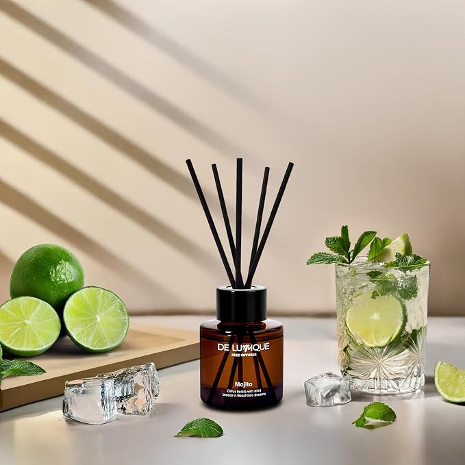 Mojito Scent Reed Diffuser Oil – Long-Lasting Diffusers for Home with Lime, Mint, Apple & Rum – Premium Essential Oils for Room Fragrance & Relaxation – 50ml