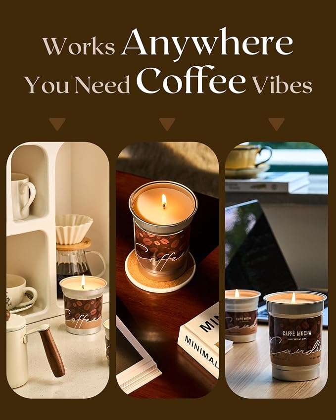 M&SENSE Cappuccino Coffee Scented Candles, Soy Wax, 16.2oz | 100 Hours Long Lasting, Clean Burn, Aromatherapy, Home Decor