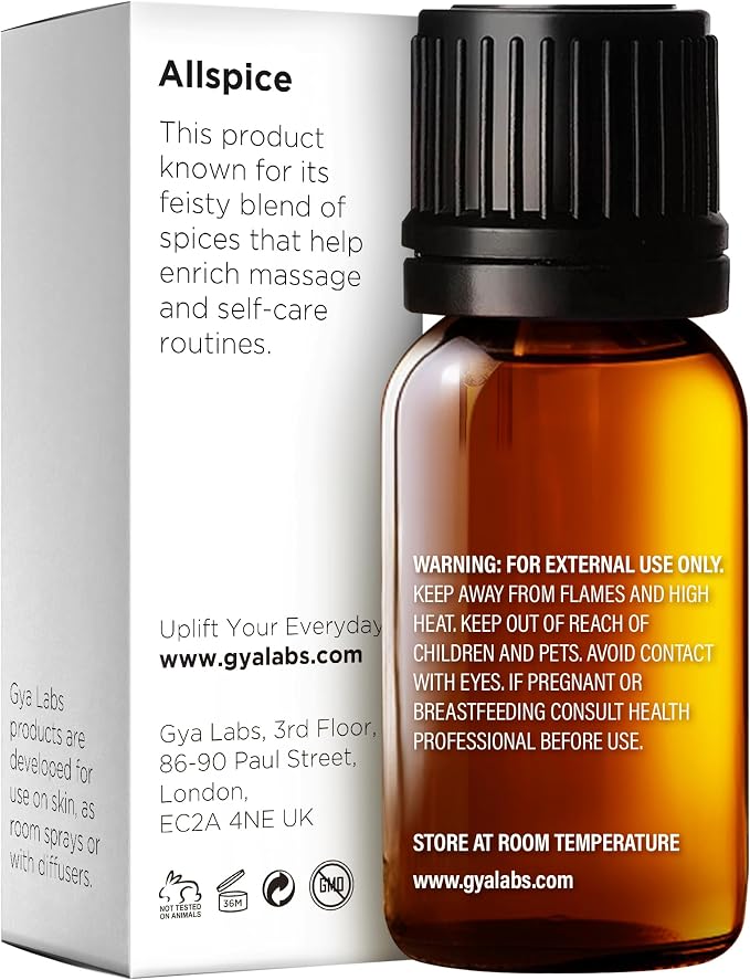 100% Pure Allspice Essential Oil - 0.34 Fl Oz - Allspice Oil for Hair, Skin, Diffuser, Aromatherapy & DIY Candle Making Scent