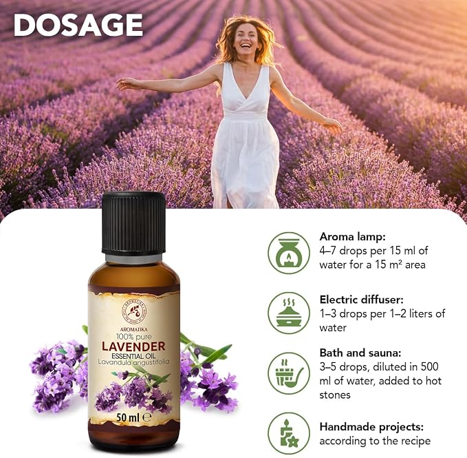 Lavender Essential Oils 1.7 Fl Oz for Diffusers - Aromatherapy - Pure Lavender Oil - Fragrance Oil for Sleep - Skin Care - Body - Hair