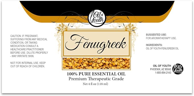 Oil of Youth Fenugreek Essential Oil – Pure Fenugreek Oil – 4 Fluid Ounces