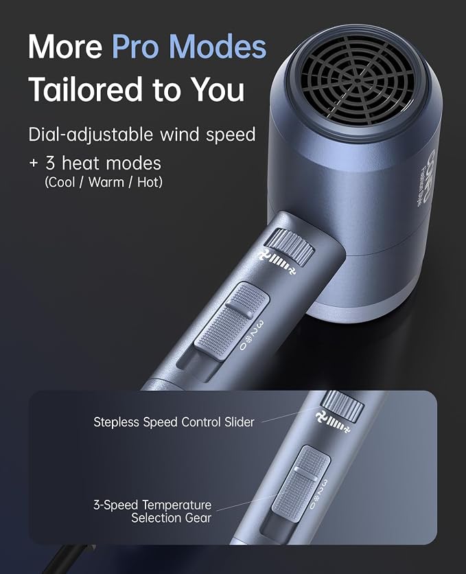 CONFU Hair Dryer with Diffuser, Hair Dryers for Women, Hairdryer with Diffuser Attachment, Blow Dryers for Men, Portable Lightweight Fast Drying Negative Ion Hairdryer for Home