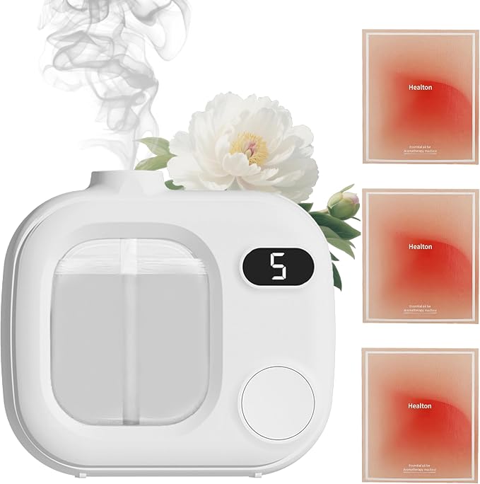 Waterless Essential Oil Diffuser Ultrasonic Essential Oil Diffuser for Home Large Rooms Bathroom Hotel Office Car - Cordless with 5 Mist Levels Waterless Difusor Aroma 360 Fragrance Machine