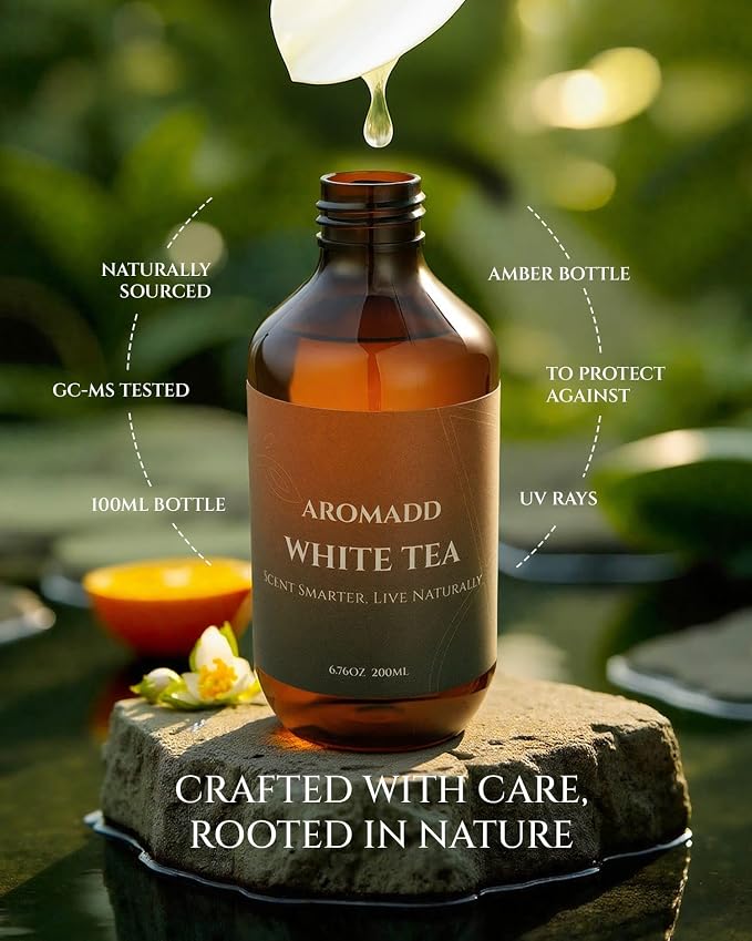 Aromadd White Tea Diffuser Oil Inspired by Luxury Hotel Scent, Premium Fragrance Oils for Waterless Diffuser, White Tea & Bergamot, Long-Lasting Home Fragrance - 6.76 fl oz (200 mL)
