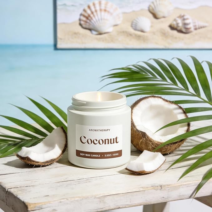 Coconut Scented Candles for Women, Soy Candle Gift Set, Tropical Coconut Candles, 2 Pack Aromatherapy Candles for Relaxing, Summer Home Decor