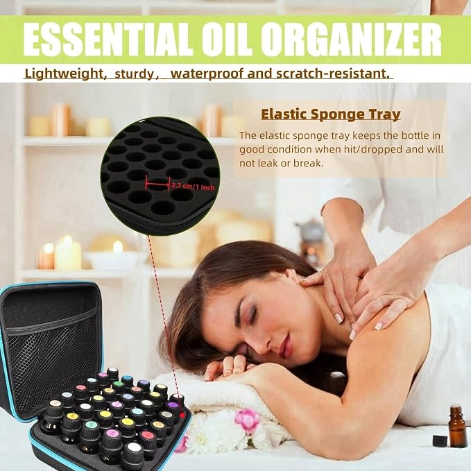 BLIRITEL EVA Essential Oils Organizer, 30 Bottles Hard Shell Essential Oil Storage Carrying Case, Essential Oils Boxes Holds 30 Bottles with 5ml,10ml,15ml (Blue)