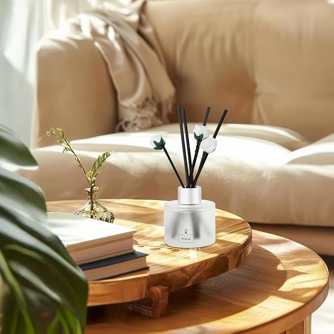 Brakula Reed Diffuser Cashmere Vanilla Scented， Reed diffusers for Home， Home Fragrance Diffuser with 7 Reed Sticks for Room/Bathroom Decor 3.38 fl oz (Cashmere Vanilla)