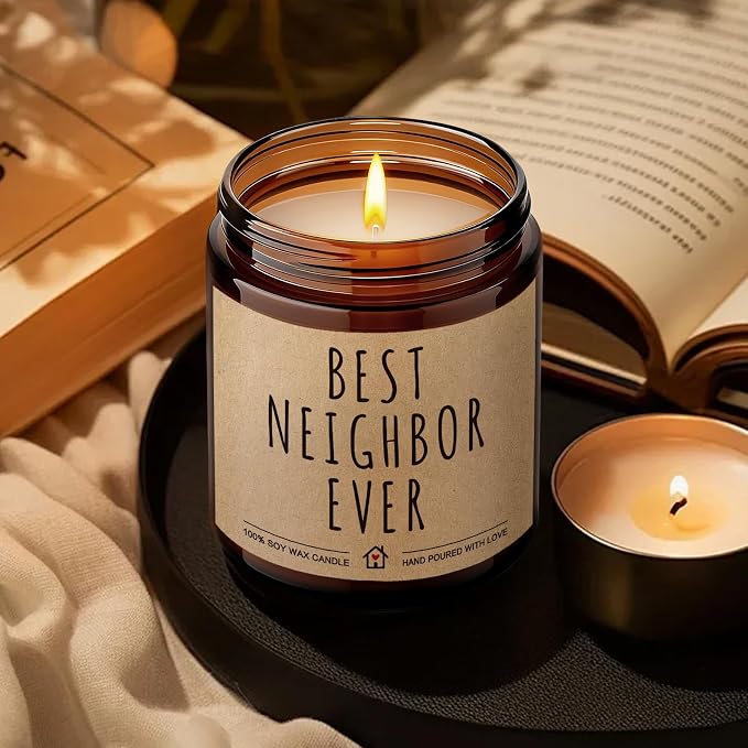 Best Neighbor Ever Candle Gifts for Neighbor, Thanksgiving Christmas Thank You Gift for Neighbors Women Men, Funny Goodbye Moving Housewarming Candle Gift for New House for neighbors-77