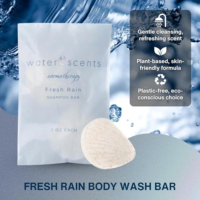 Water Scents Spa Gift Set Bundle for Women – Bamboo Bath Tray, Lavender Bath Block & Body Wash Bar – Relaxing Gift for Her, Self Care Set, Birthday Present, Bath Essentials for Home Use