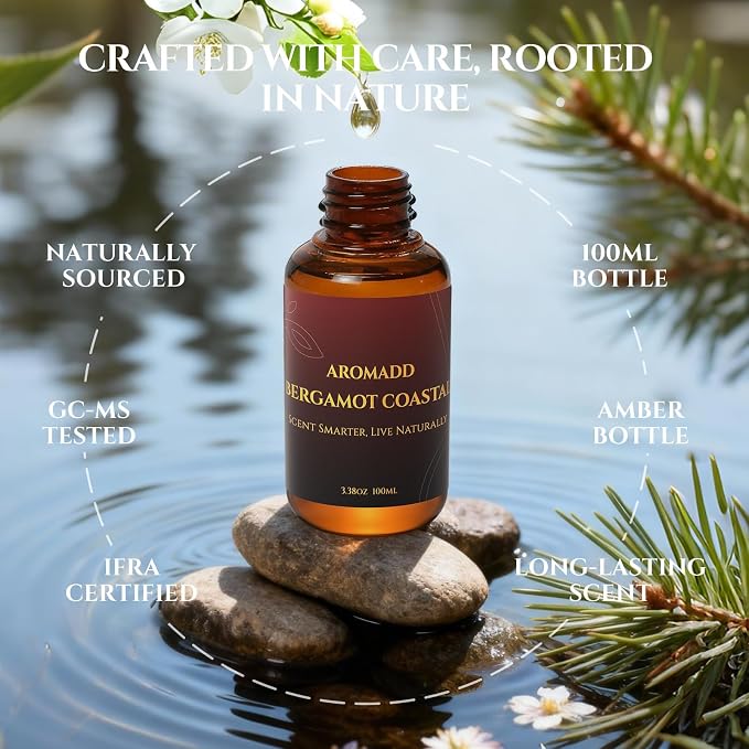 AROMADD AROMADD Bergamot Coastal Hotel Diffuser Oil Inspired by Luxury Hotel Collection Scent, Premium Fragrance Oil for Waterless Diffusers, Cold Air & HVAC Diffusers, Long-Lasting,3.38 fl oz(100 mL)
