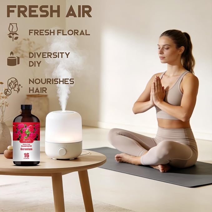 Geranium Essential Oil, Geranium Oil for Skin Care, Diffuser, Humidifier, Massage, DIY Soap, Candle, Yoga, Gift Ready,Geranium Fragrance Oil - MLYNKL Essential Oils (16.33 fl oz / 490ml)