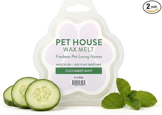 One Fur All Pet House Spring and Summer Wax Melts for Pet Odor, Natural, Plant Based Soy Wax Melts, Long Lasting Fragrance for Fresh Smelling Homes, Cucumber Mint