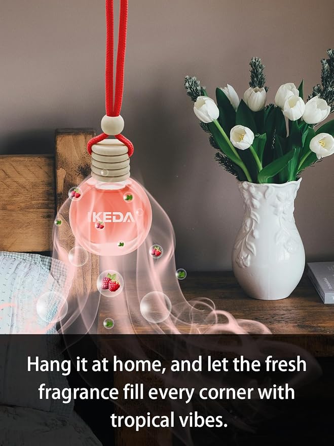 Ikeda Car Air Freshener: Hanging Car Smell Air Freshener | 10ml Hanging Car Perfume | Long Lasting Fragrance | Strong Scents Diffuser for Auto Home (Berry)