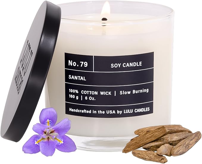 Lulu Candles | Santal | Smells Woodsy & Elegant | Luxury Scented Soy Jar Candle | Hand Poured in The USA | Highly Scented Long Lasting (6 Oz.)