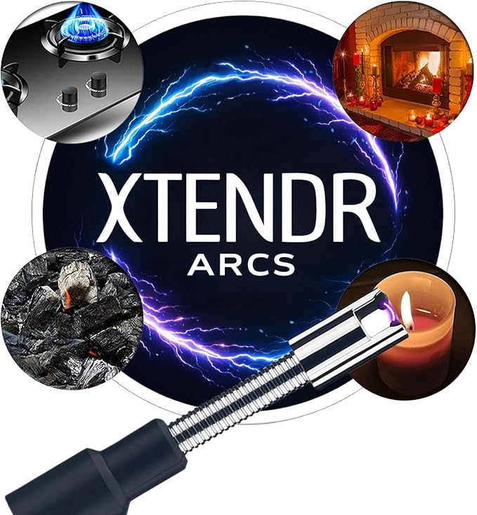 V2 Extendable 2.5 Feet. Arc Extra Long Lighter, Flameless Fireplace Stove Electric Candle Lighter, Long Neck for Pilot Light, Grilling, Firepit, Kitchen, BBQ (Black)