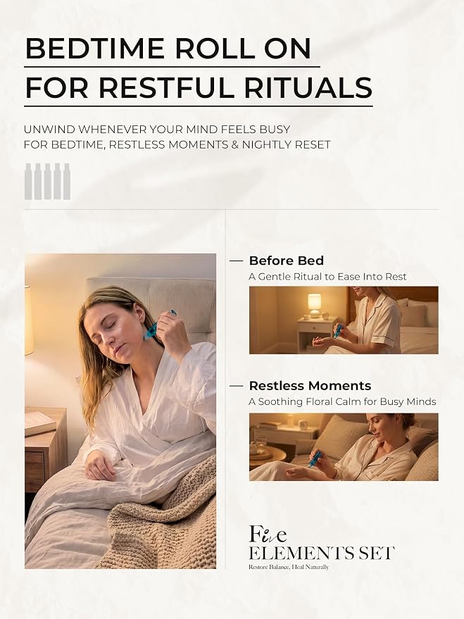 Essential Oil Roll-On Ritual Duo for Warmth & Restful Sleep, Botanical Aromatherapy Gift Set with Fire and Water Blends, 2 x 15ml