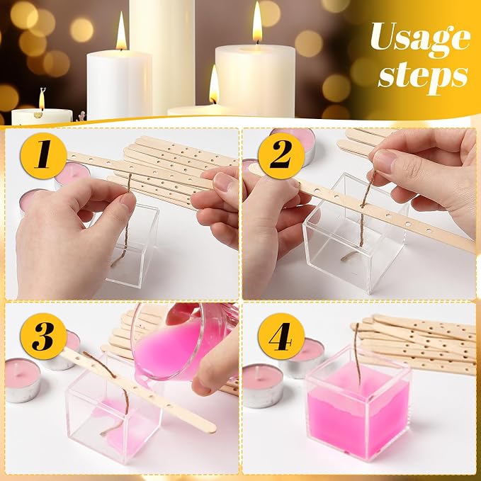 100 Pieces Wooden Candle Wick Holders for Candle Making Candle Wick Centering Devices, DIY Candle Making Tools (7 Inch, 7 Holes)