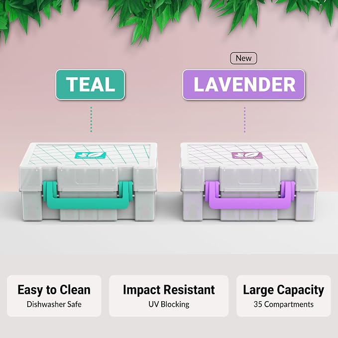 Essential Oil Organizer for 35 Bottles, Hard Shell UV-Filtering Case, Adjustable Holders, Dishwasher Safe, Fits 5ml 10ml 15ml & Roller Bottles, doTERRA Young Living, Teal