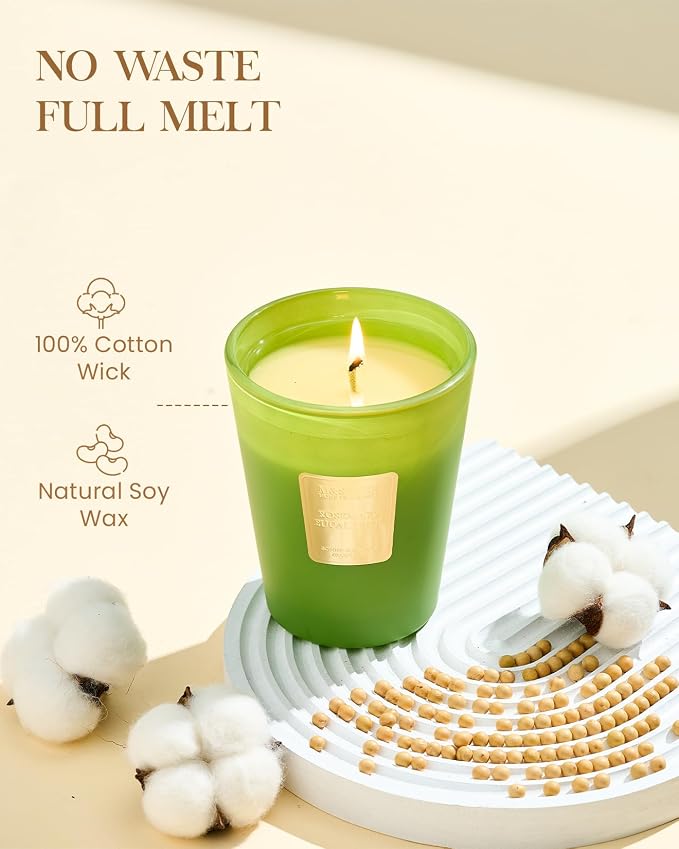 M&SENSE Rosemary Eucalyptus Soy Candle, 14.1oz 60H Slow Burning, Summer Bathroom Stress Relief, Kitchen Freshness Gift