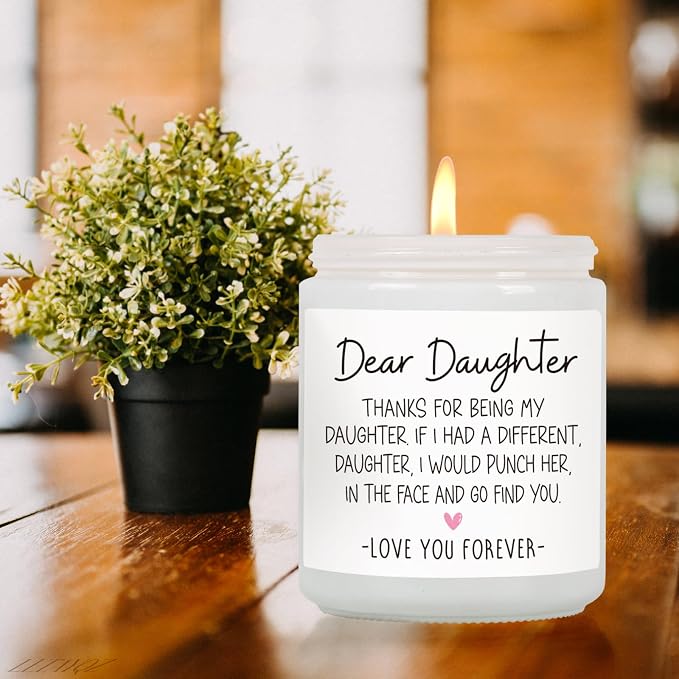 Funny Scented Candle Gift for Daughter from Mom Dad, Dear Daughter Candle, Best Daughters Stepdaughter Candles Gifts for Her Adult, Birthday, Graduation, Wedding, Thanksgiving, Christmas-78