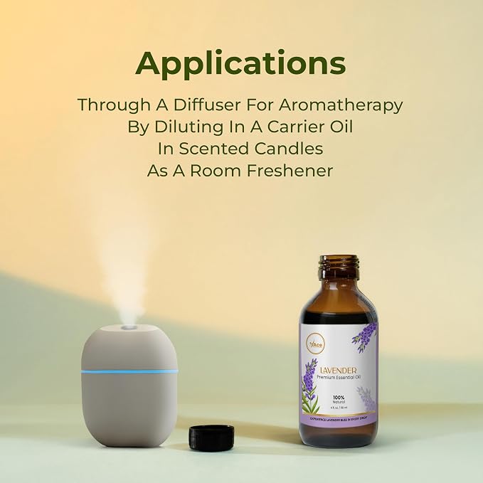 My ACE Lavender Essential Oil 4 Fl Oz - 100% Pure & Natural - Premium Grade for Aromatherapy, Diffuser, Skin, Hair, Massage, Candle & Soap Making, Home - Glass Bottle with Dropper - Long Lasting Scent