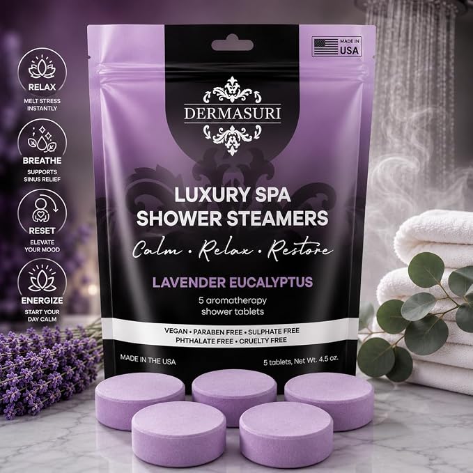 Shower Steamers Aromatherapy, Essential Oil Pods Infused for Relaxation, Shower Pods Aromatherapy - Calming, Stress Relief & Self Care Gifts for Women - Lavender Eucalyptus