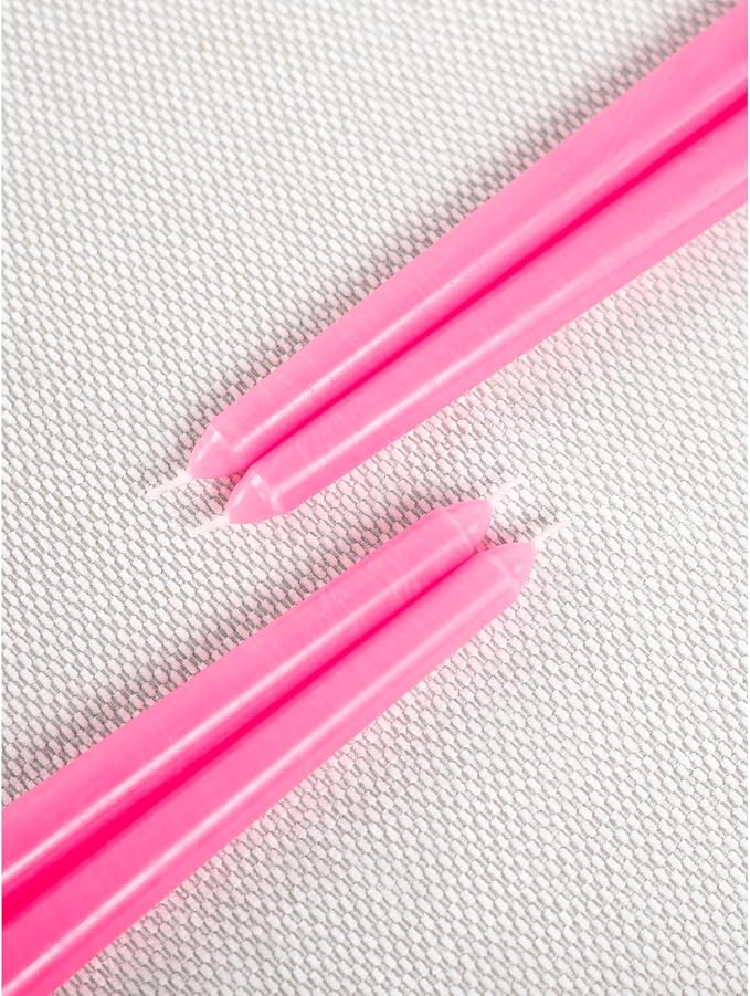 CANDWAX 12 inch Taper Candles Set of 4 - Dripless and Smokeless Candle Unscented - Slow Burning Candle Sticks - Pink Candles Taper