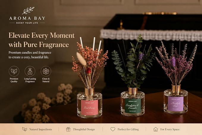 5.7 fl oz Pink Peony Reed Diffuser Set, Glass Bottle with Preserved Flowers, Natural Decoration for Bedroom,170ml, Friendship Gifts for Best Friends, Back to School Gift, Gift for Mom