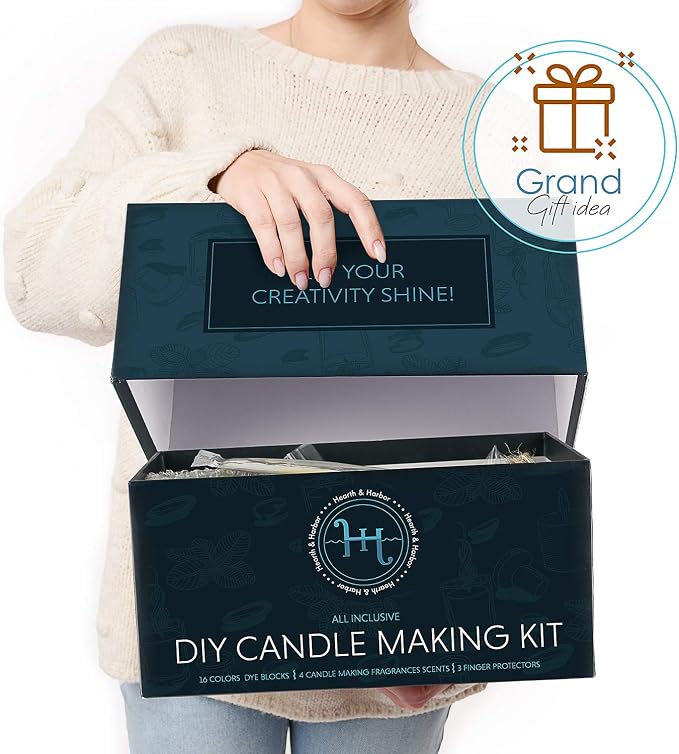 Hearth & Harbor Organic Soy Candle Making Kit for Adults, DIY Crafts, Complete Candle Making Supplies Include Natural Soy Wax, Tins, Wicks & More – Gift Idea, Perfect Home Decor – 2 Lbs