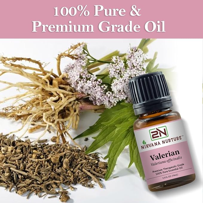 Valerian Essential Oil, 100% Pure Undiluted, Aromatherapy Oil for Diffuser, Hair & Skin Care