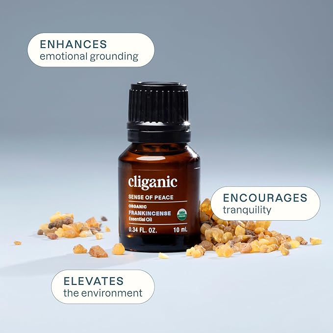 Cliganic Organic Frankincense Essential Oil - 100% Pure Natural for Aromatherapy Diffuser | Non-GMO Verified