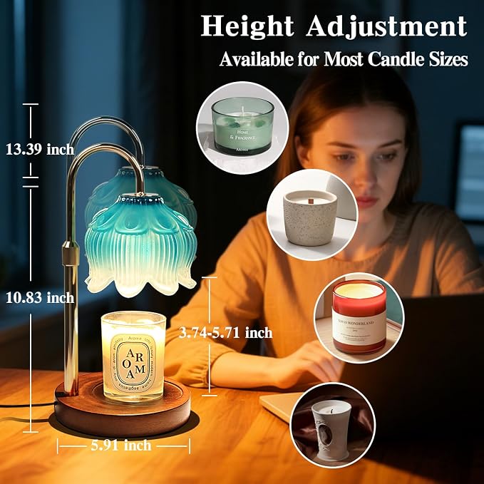GEEZO Fragrance Candle Warmer Lamp，Electric Candle Warmer with Timer & Dimmer，Mom Christmas Birthday Gifts for Women, House Warming Gifts New Home Bedroom Decor